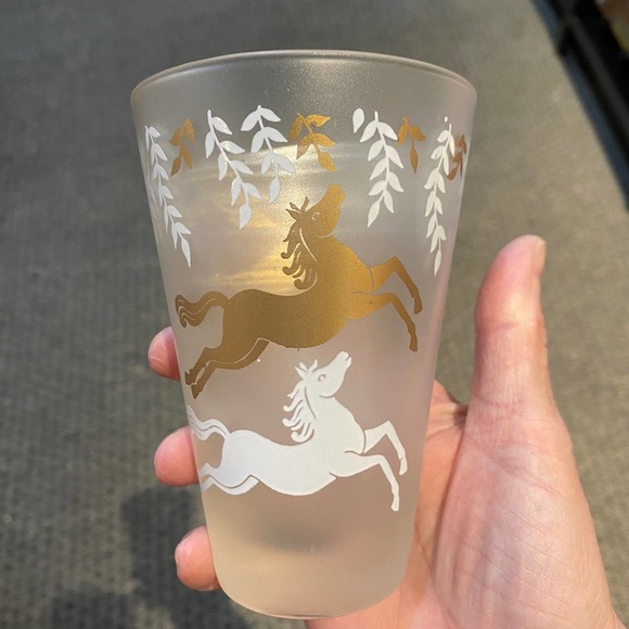 Libbey Frosted Cavalcade Prancing Horse Tumblers/Glasses - set of 2 - Picture 3 of 4